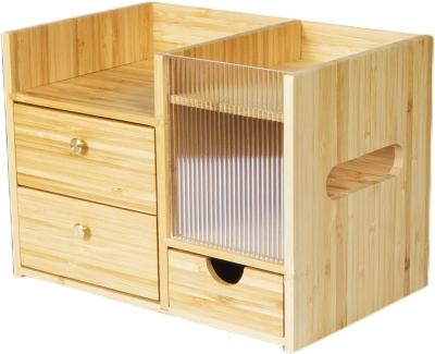 China Convenient and Compact Bamboo Wood Desktop Drawers Organizer for Cosmetic Storage for sale