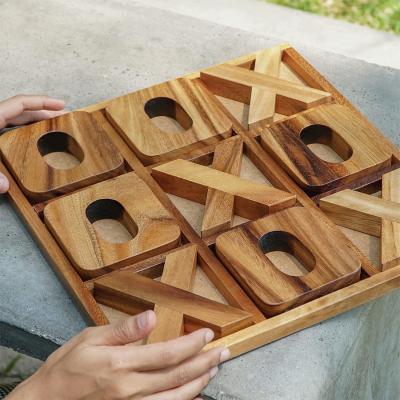 China Children's Wooden Tic-Tac-Toe XO Chess Game Set Custom Tictactoe for Fun and Learning for sale