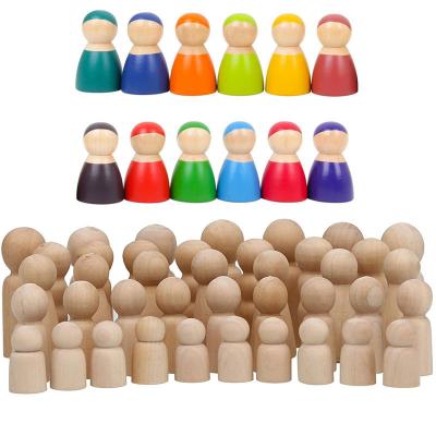 China Custom Size Accepted Wooden Man Woman Peg Dolls People Figures for DIY Painting Craft for sale