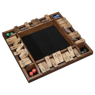 China 12-14 inch 4 Player Shut The Box Dice Game Wooden Board Table Math Game Toys for Children Unisex for sale