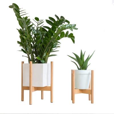 China Nordic Concise Style Wooden Flower Pot Stand Adjustable Bamboo Plant Stands for Indoor for sale