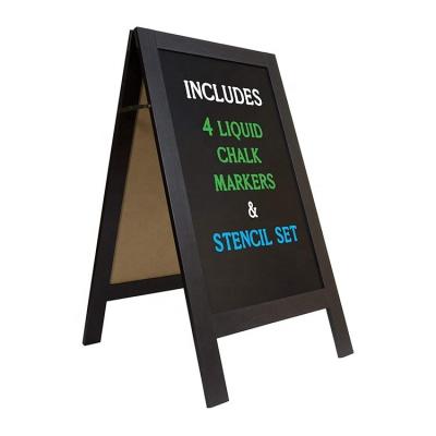 China Wind Resistant Solid Wood Chalk Board Stand Made of Pine Wood with Customized Logo for sale