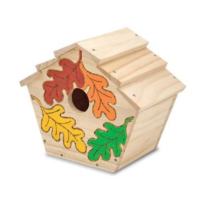 China Print Pattern Wooden Cedar Bird House Cages for DIY Decoration and Decor for sale