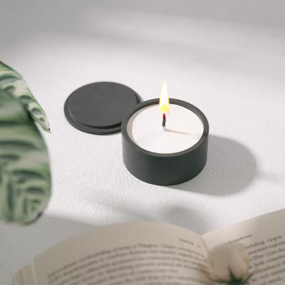 China Custom embossed decoration logo candlestick candle holder modern cheap concrete jar home wholesale for sale