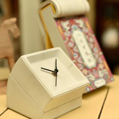 China Mid Century Personality Modern Cheap Environmental Cement Table Clocks Small Concrete Desk Clock For Office Home for sale