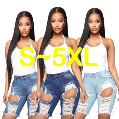 China Wholesale High Waist Breathable Spandex Quality Ladies Stretch Feminino Shorts Denim En Jeans Female Sexy Distressed Blue Pants For Woman for sale