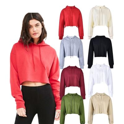 China 2021 Anti-wrinkle Pullover Simple Blank Crop Hoodie Terry Cotton Crew Neck Thin Top Hoodies For Women for sale