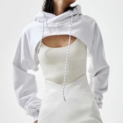 China Original Fashion High Quality Half Length Sexy Crop Anti-wrinkle Design Hoodie Top Custom Women's Backless Hoodies And Sweatshirts for sale