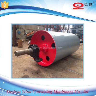 中国 Carbon Steel Material Handling Equipment Conveyor Head Rubber Pulley With Drum Motors 販売のため