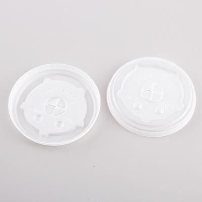 China Non Spill Transparent PET Flat Lids For Cold Bubble Tea Cups Drinkware Cups Coffee Mugs for sale