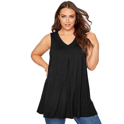 China China factory direct sales Anti-wrinkle plus size women's clothing solid color V-neck loose casual vest T-shirt for sale