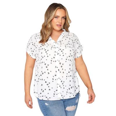 China China Wholesale Sales Anti-Wrinkle Button Casual Loose Cardigan Dot Digital Printing Plus Size Polka Dot Women's Clothing Women's T-shirt Short Sleeve Summer for sale