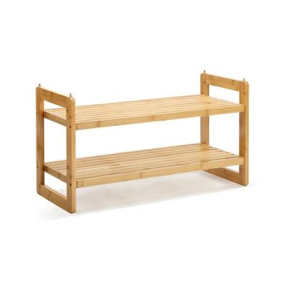 China Modern Stackable Bamboo 2 Layer Shoe Rack Storage Rack For Home_BSCI and FSC Factory for sale