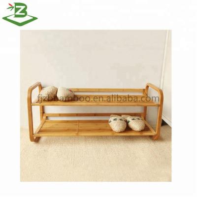 China Hot Selling Modern Stackable 2 Layer Shoe Rack Storage Bamboo Rack For Home for sale