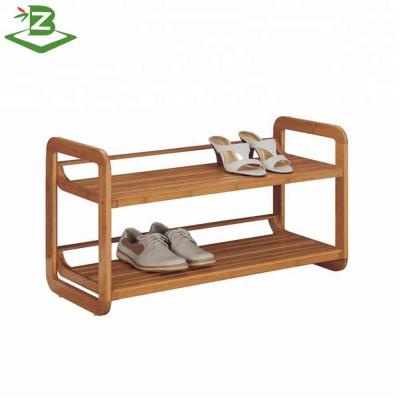 China Modern Hot Selling Stackable Bamboo 2 Layer Shoe Shelf Storage Rack For Home_BSCI Factory for sale