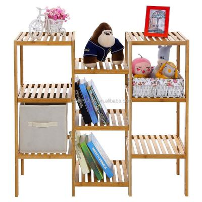 China 9-Tier Shelf Bathroom Rack Factory Display Shelf Storage Bamboo Customizable Service Rack for sale