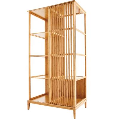 China Sliding door bamboo folding living room furniture coat rack and valet hanger factory_FSC/BSCI for sale