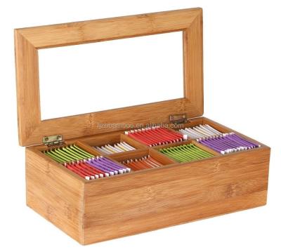 China Sustainable bamboo tea storage box, 8 evenly divided compartments for sale