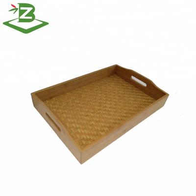 China Kitchen Tray Rectangle Tea Tray With Bamboo Food Serving Bamboo Weaving for Food_FSC and BSCI Factory for sale