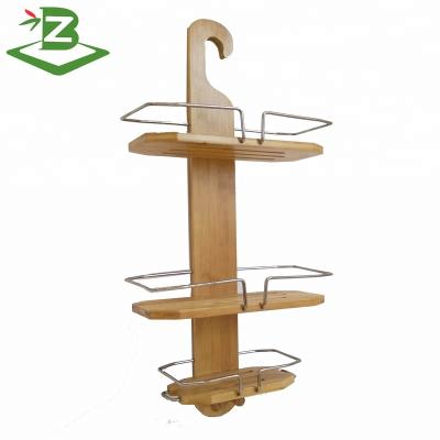 China Sustainable Bamboo 3 Tier Shower Hanger Bathroom Trolley Over The Shower Head_BSCI and FSC Factory for sale