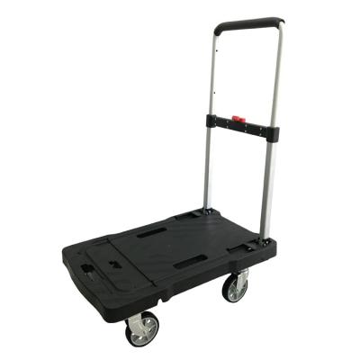 China Home Warehouse Handtruck Trolley Heavy Duty Casters Platform Plastic Push Trolley Cart for sale