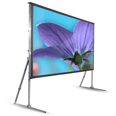 China Outdoor Tripod 200inch 300inch Quick Fold Portable Standing Projector Screen With Black Curtain for sale