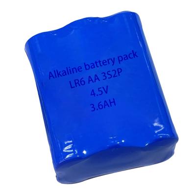 China MSDS AA Alkaline Batterie Pack 3s2P 4.5V AA LR06 Batterien Blau zu verkaufen