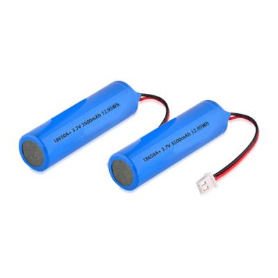 China Custom 3.7V 3500mAh Li-ion 18650 Rechargeable Battery with Socket for Kids Toys Mini Flashlight Small Fan for sale