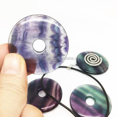 China Wholesale Mateiral Natural Donut Jewelry Stone Pendants 20m 25 30 35 40 50 Mm Round Donut Pendant Necklace for sale