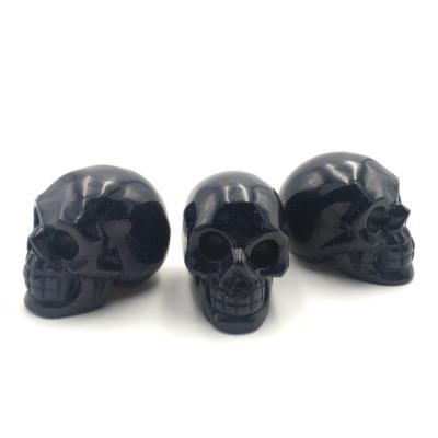 China Europe & 2 Inch American Crystal Carved Skulls Blue Sand Wholesale Natural Stone Skulls for sale