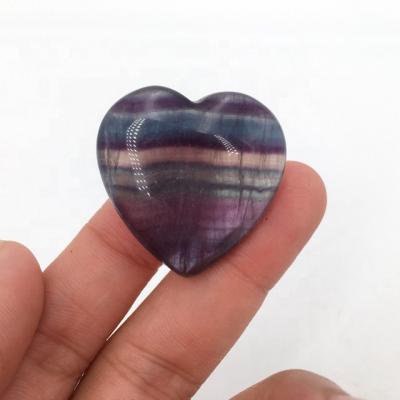 China Europe & American Hand Polished Heart Shaped Natural Fluorite Crystal Gemstone Crystal Healing Stone for sale