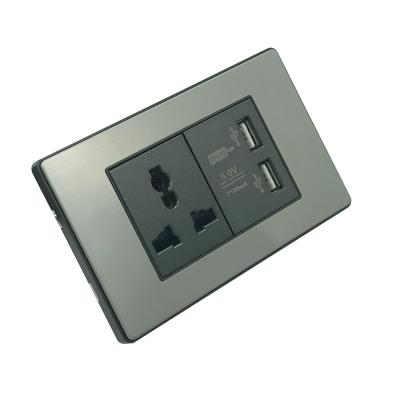 China USB Commercial Universal Home Socket With Switch Aluminum Wall Outlet for sale