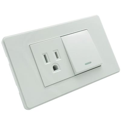 China Commercial America 15A us standard wall socket and wall socket tempered glass panel, wall socket and swith with white plastic panel for sale