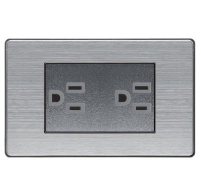 China Aluminumt USA 15A Commercial Double Socket Outlets Electrical Outlet Wall for sale