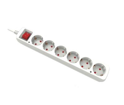 China Germany EU Residential / General Purpose Type 6 Outlets Power Strip Schuko Plug With Switches With CE for sale