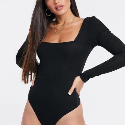 China 2021 Long sleeve jumpsuits anti-pilling neck base layer thong custom front square piece overalls slimming1 for sale