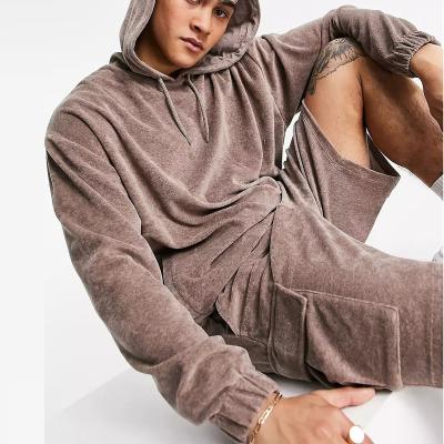 China Wholesale Breathable Good Quality Simple Oversized Hoodie Shorts Set Velvet 2 Piece Mens Shorts Tracksuit Tracksuit for sale