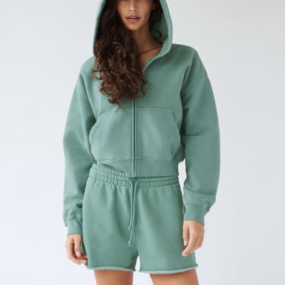 China Custom Made Woman Plain Fleece Full Fleece Streetwear Anti-Pilling Zipper Hoodie Wholesale Boxy for sale