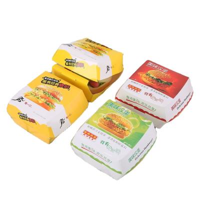 China Recycled Materials Wholesale Disposable White Food Packaging Box Food Grade Cardboard Box Hamburger Packaging Box for sale