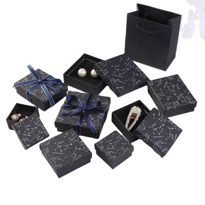 China Recycled Materials Jewelry Box Earring Necklace Gift Box Two Pieces Black Jewelry Box for sale