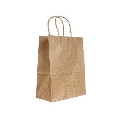 China Recycled Custom Shopping Materials Brown Paper Bag Tote Handle Flat Kraft Paper Bag For Clothing Shoes for sale