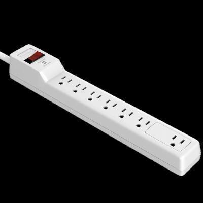 China Residential / General Purpose ETL Approved 125V 15A Heavy Duty White 6 Outlet Transformer Space Power Strip for sale