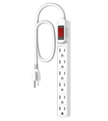 China PLUGTUL 6 Outlets ETL Power Switch-Overload Protection Surge Protector Residential Standard RESET Plug Power Straight Strip / Multipurpose for sale