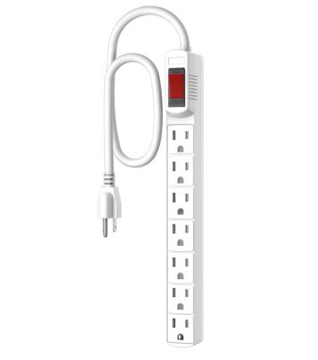 China PLUGTUL 7 White Residential/General Purpose Outlets/ETL Black Well Mountable Surge Protector Power Strip for School and Home for sale