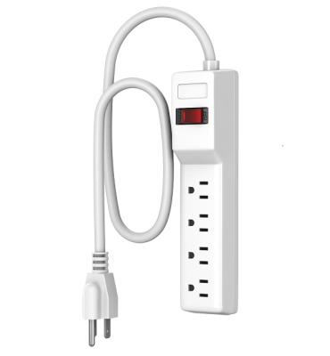 China PLUGTUL 10 FT 4 Residential / General Purpose Outlets White / Black ETL Standard Computer Surge Protector Power Office Heavy Duty Strip for sale