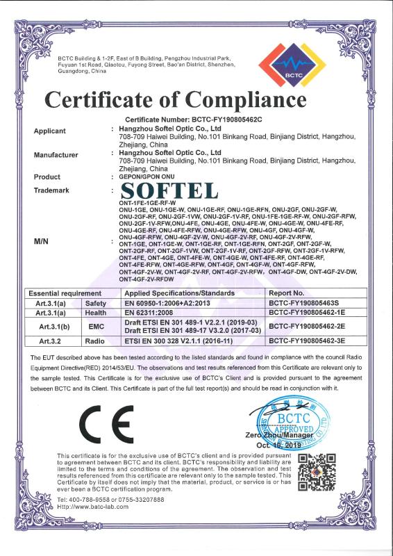 CE - Hangzhou Softel Optic Co., Ltd.