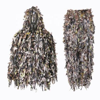 China Outdoor Hunting Forest Ghillie Suits 3D Outdoor Work Camouflage Suits Lightweight Leaves Woodland Camouflage Dress Clothes And Pants For Jungle Hunting for sale