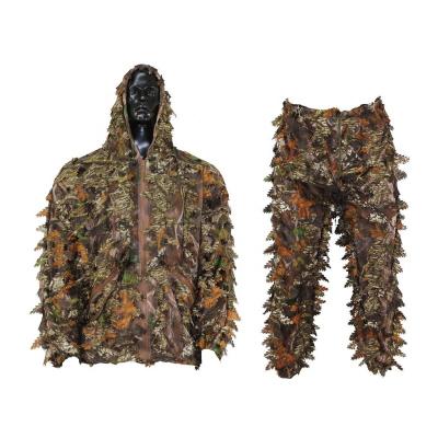 China Work Outdoor Camouflage Suit Forest 3D Leaf Camouflage Ghillie Suit Lightweight Hooded Breathable Clothing For Hunting for sale