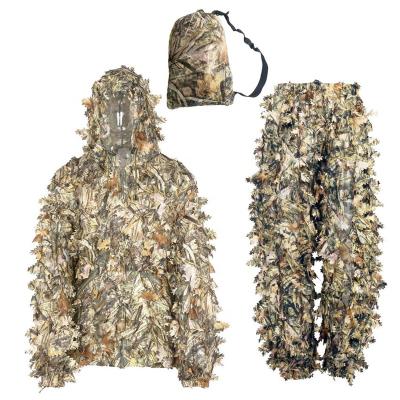 China Work Outdoor Camouflage Suit Forest 3D Leaf Camouflage Ghillie Suit Lightweight Hooded Breathable Clothing For Hunting for sale