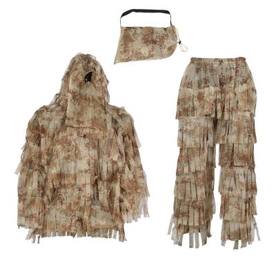 China Work Desert Hunting Camouflage Clothing 3D Leaf Camouflage Ghillie Suit Outdoor Hunting Hooded Lightweight Breathable Clothing for sale